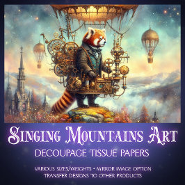 Magische Steampunk Red Panda Flight Decoupage Seidenpapier