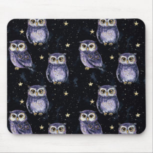 Magische Sterne der violetten Eulen Mousepad