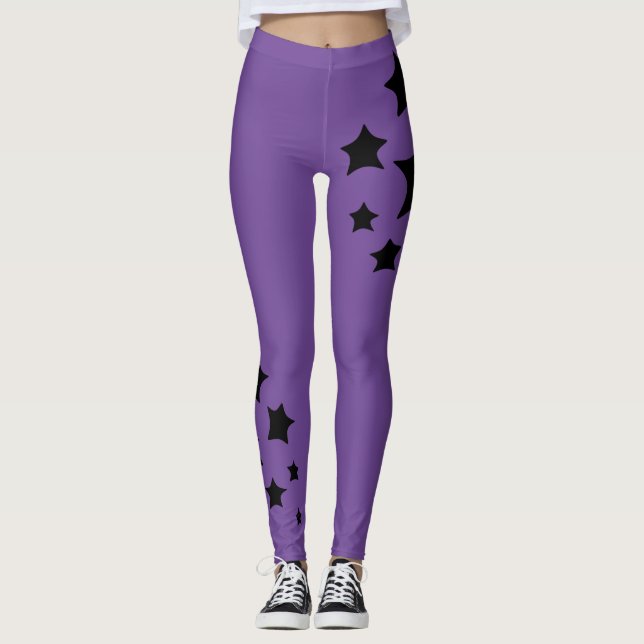 Magische Sterne Lila Hintergrund Mystische Nacht Leggings (Vorderseite)