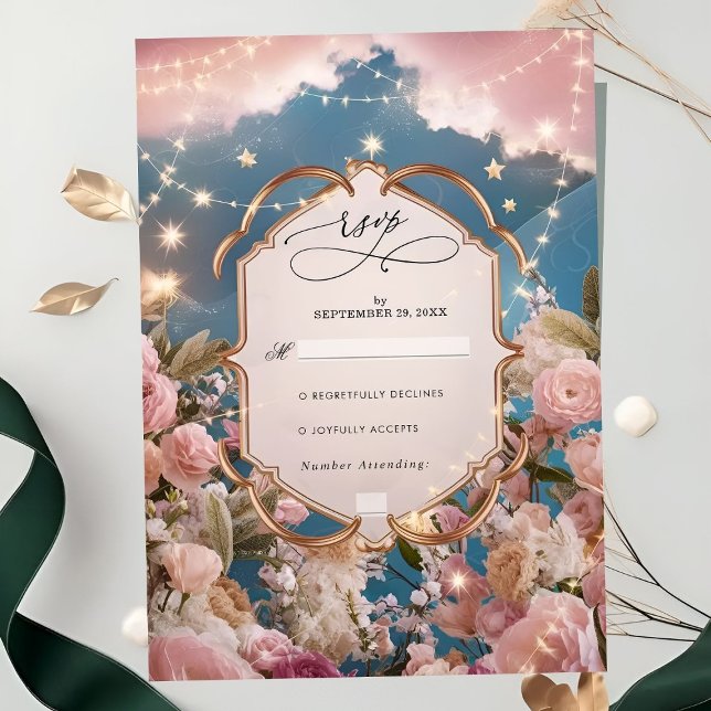 Magische Sterne und Glitzern - Moderne Hochzeit RSVP Karte (Von Creator hochgeladen)
