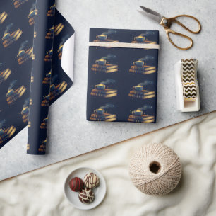 Magische Sterne und Kaffee mit Büchern Geschenkpapier