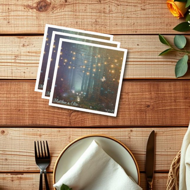 Magische Streichellichter verzauberte Waldhochzeit Serviette (Von Creator hochgeladen)