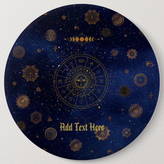 Magische Symbole des Schutzes Mandala Pagan Hexe Button (Vorderseite)