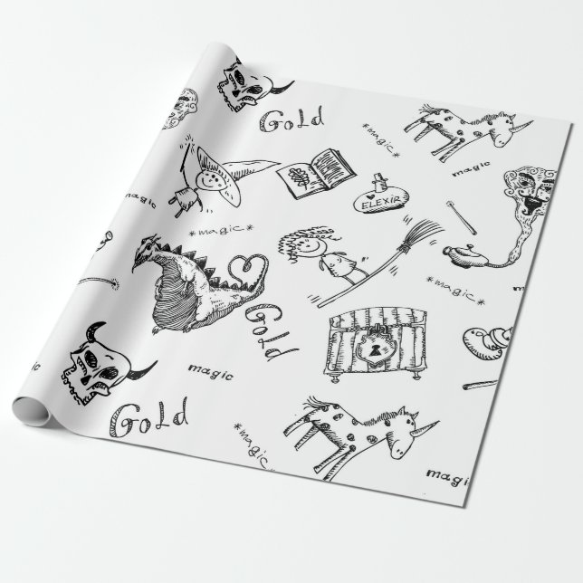 Magische Symbole Geschenkpapier (Ungerollt)