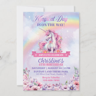 Magische Tag Rainbow Unicorn Geburtstagsparty Einladung