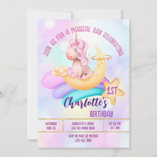 Magische Tag Regenbogen Einhorn Geburtstagsparty e Einladung
