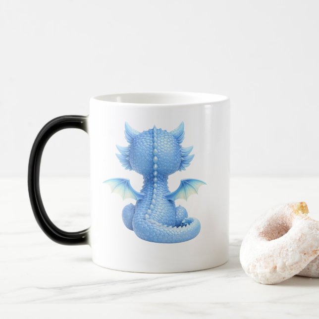 Magische Tasse mit einem süßen blauen Drachenbaby (Mit Donut)