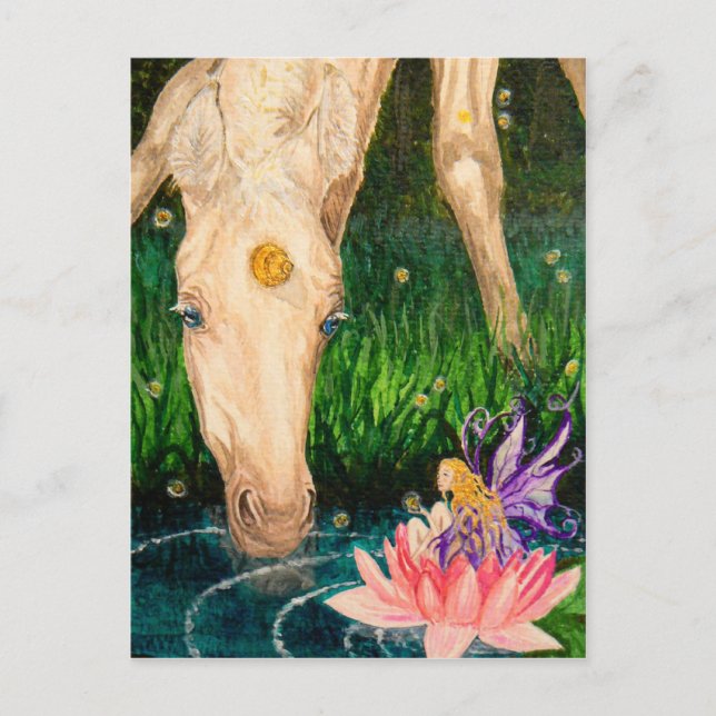 Magische Teich Einhorn & Faimfantasy Postkarte (Vorderseite)