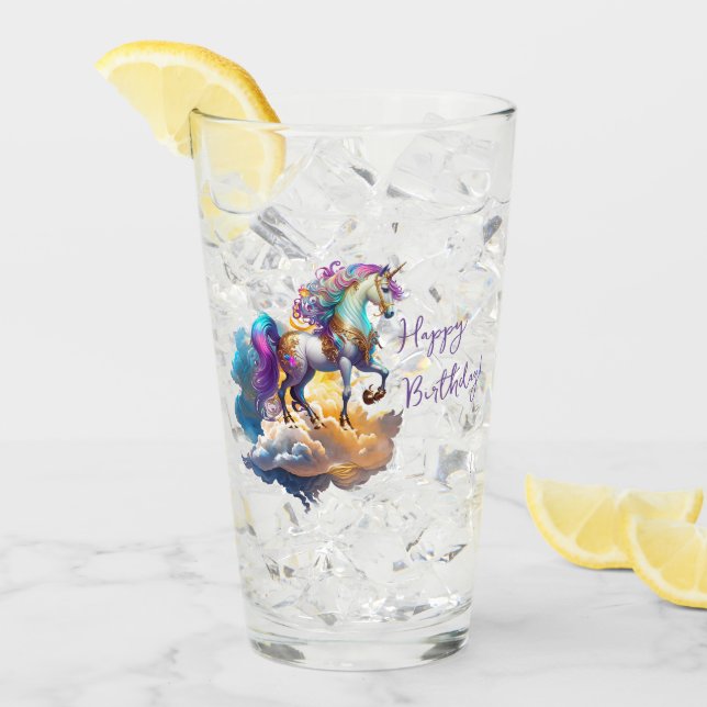 Magische Unicorn Fantasiewolken romantisieren Gebu Glas (Vorderseite Ice)