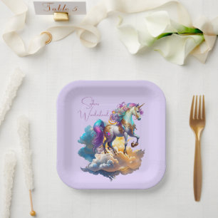 Magische Unicorn Fantasiewolken romantisieren Gebu Pappteller