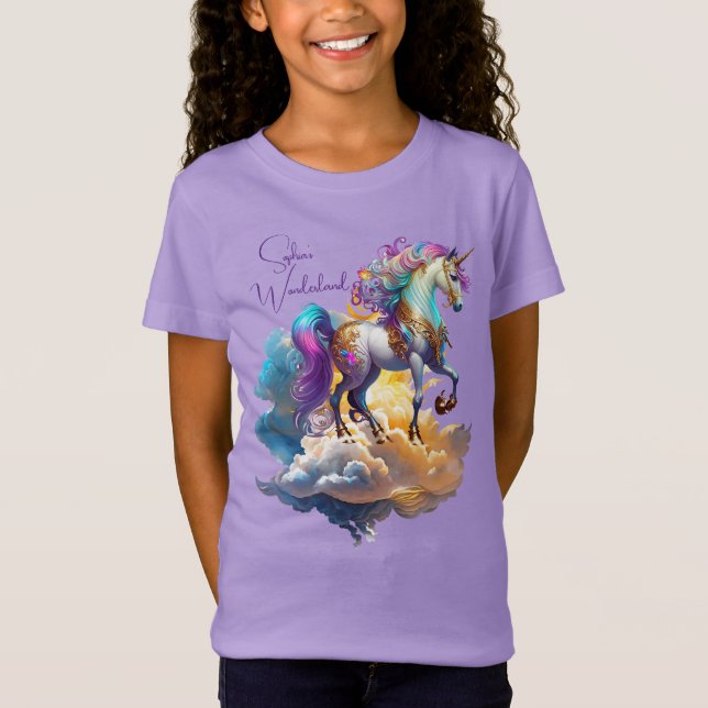 Magische Unicorn Fantasiewolken romantisieren Gebu T-Shirt (Vorderseite)