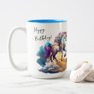 Magische Unicorn Fantasiewolken romantisieren Gebu Zweifarbige Tasse