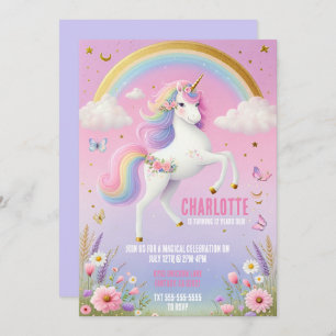 Magische Unicorn Rainbow Fairytale Geburtstagspart Einladung