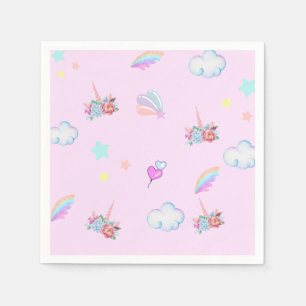 Magische Unicorn Regenbogengradientengeburtstag Serviette