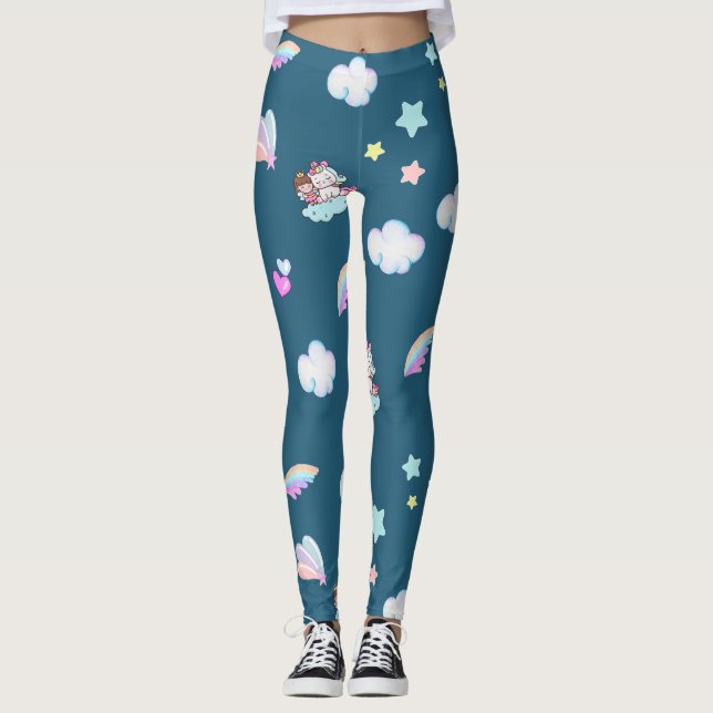 Magische Unicorn-Regenbogenmuster Leggings (Vorderseite)