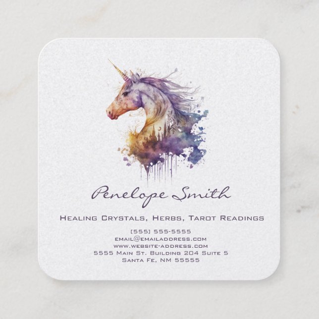 Magische Unicorn Square Business Card Quadratische Visitenkarte (Rückseite)
