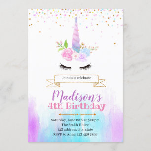 Magische Unicorngeburtstags-Party Einladung