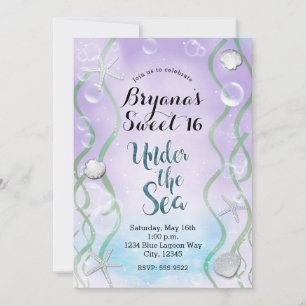 Magische unter dem Meereslavender Sweet 16 Geburts Einladung