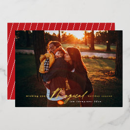 Magische Urlaubssaison Gold Fossilienkarte Folien Feiertagskarte