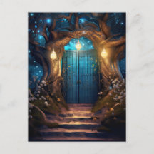 Magische verzauberte Fantasy Forest Old Blue Door