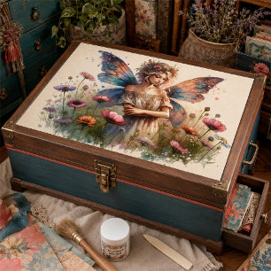 Magische Vintage Bohemische Blume Fairy, Decoupage Seidenpapier