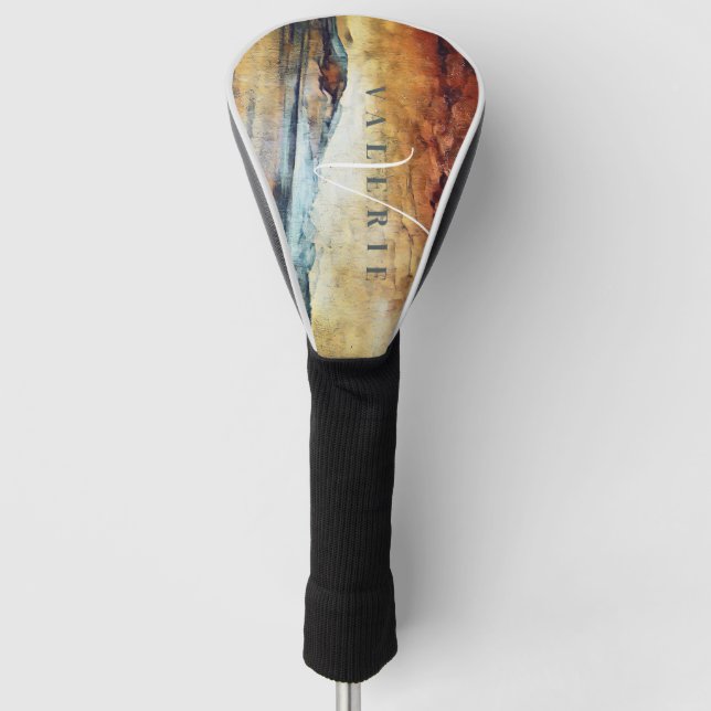 Magische Vintage Wasserfarbengebirge Malerei Golf Headcover (Vorderseite)