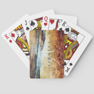 Magische Vintage Wasserfarbengebirge Malerei Spielkarten