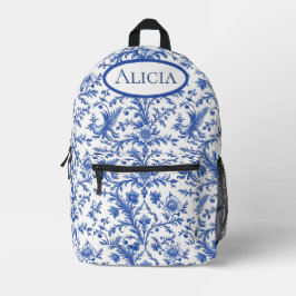 Magische Vögel Blauer Toile Bedruckter Rucksack