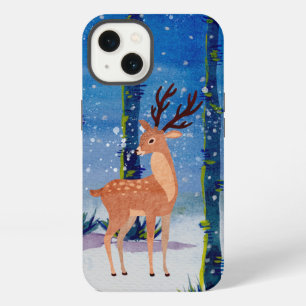 Magische Waldhirsche in einem schneebedeckten Wald iPhone 13 Hülle