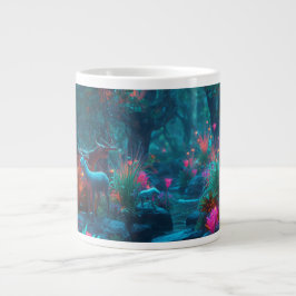Magische Waldszene mit Hirsch-Kaffeetasse Jumbo-Tasse