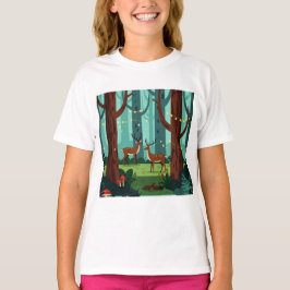 Magische Waldszene mit zwei Renntieren T-Shirt