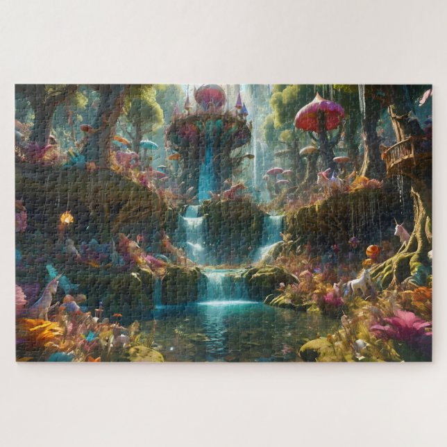 Magische Wasserfall Landschaft Puzzle (Horizontal)