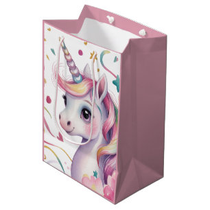 Magische Wasserfarbe-Einhorn-Mädchen-Geburtstagsfe Mittlere Geschenktüte