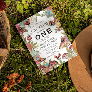Magische Wasserfarbe Niedlich Ladybug Girls 1. Geb Einladung