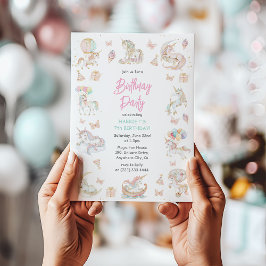 Magische Wasserfarbe vereint jedes Alter zum Gebur Einladung