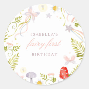 Magische Wasserfarbenwelt Fairy Erster Geburtstag Runder Aufkleber