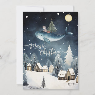 Magische Weihnachten: Whale fliegt Feiertagskarte