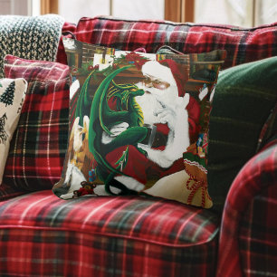 Magische Weihnachts-Fantasie Weihnachtsmann-Drache Kissen