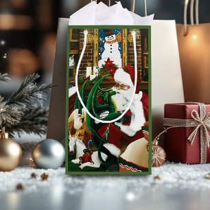 Magische Weihnachts-Fantasie Weihnachtsmann-Drache Kleine Geschenktüte