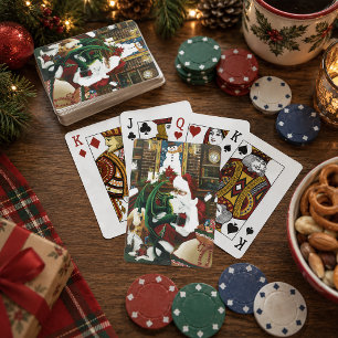 Magische Weihnachts-Fantasie Weihnachtsmann-Drache Spielkarten
