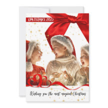 Magische Weihnachts-Foto Red Ribbon Holiday Card