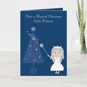 Magische Weihnachts Sober Princess & Tree Card Feiertagskarte