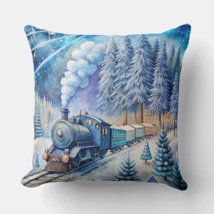Magische Weihnachtsbahn Kissen - Vintager Winter