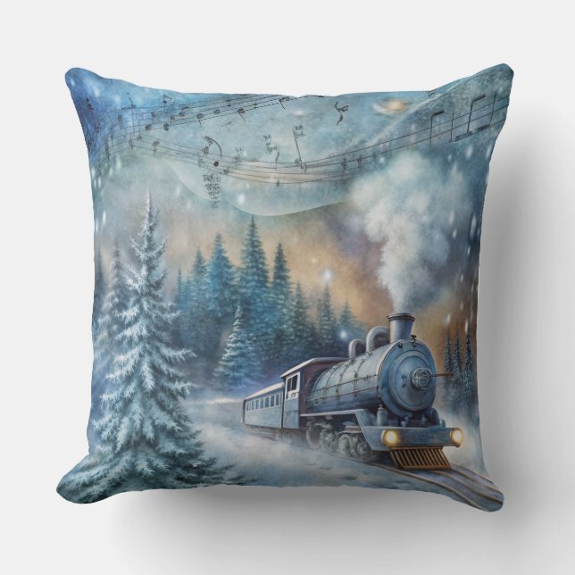 Magische Weihnachtsbahn Kissen - Vintager Winter (Vorderseite)