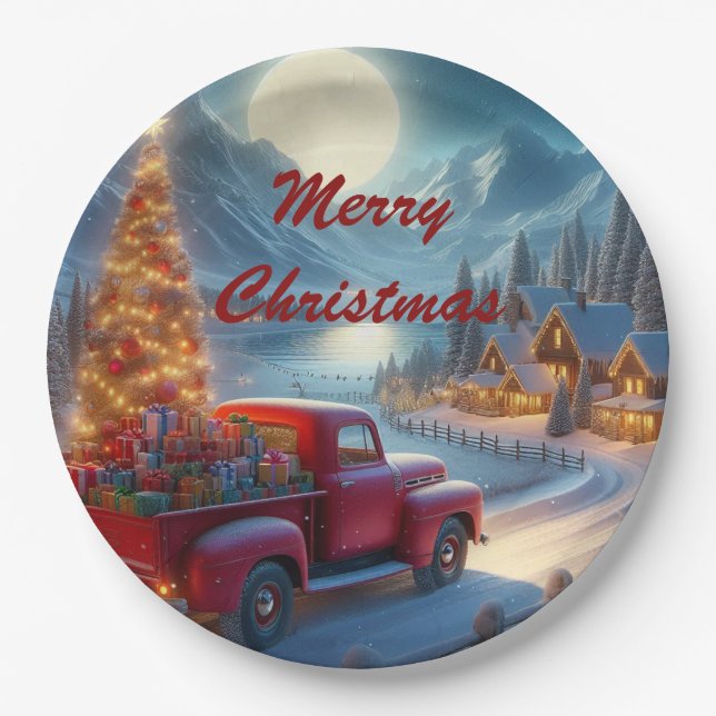 Magische Weihnachtsfeierablieferung Pappteller (Vorderseite)