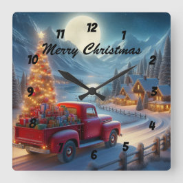 Magische Weihnachtsfeierablieferung Quadratische Wanduhr