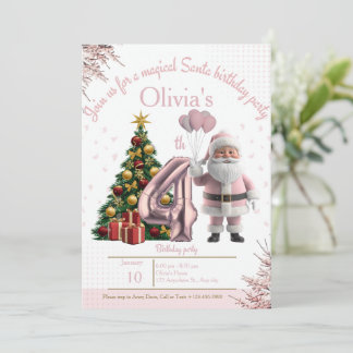 Magische Weihnachtsgeburtstagseinladung von Santa  Dankeskarte