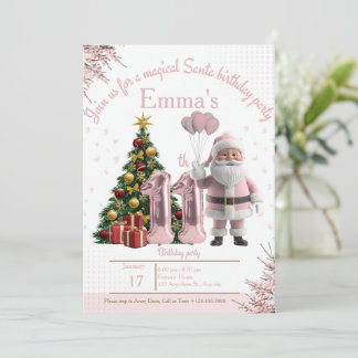 Magische Weihnachtsgeburtstagseinladung von Santa  Dankeskarte