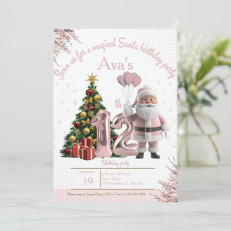 Magische Weihnachtsgeburtstagseinladung von Santa  Dankeskarte