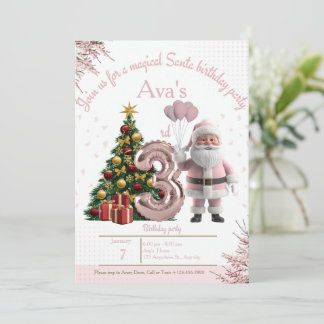 Magische Weihnachtsgeburtstagseinladung von Santa  Dankeskarte